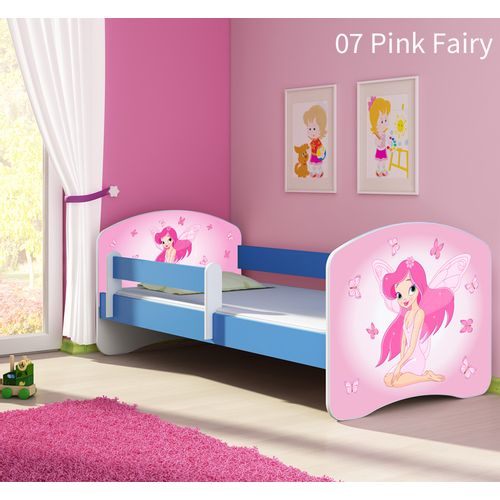 Dječji krevet ACMA s motivom, bočna plava 160x80 cm 07-pink-fairy slika 1