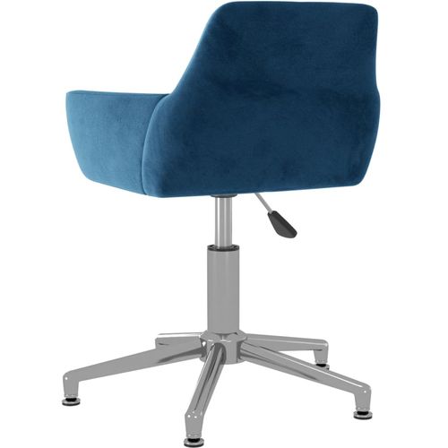 Okretna uredska stolica plava baršunasta slika 5