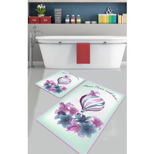 Purple Balloon Multicolor Bathmat Set (2 Pieces)