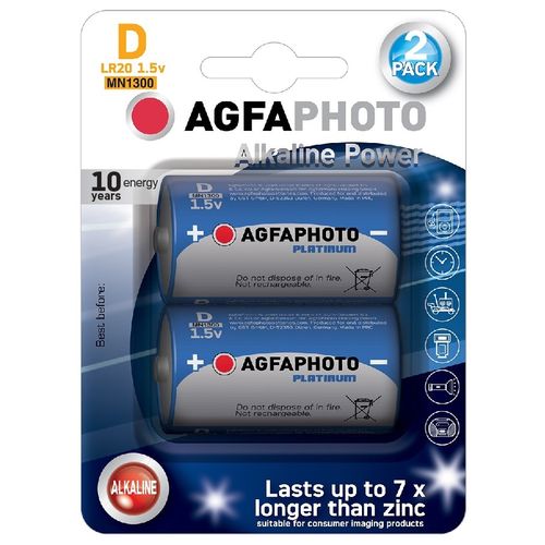 Agfa baterija alkalna 1,5V D LR20 pk2 slika 1