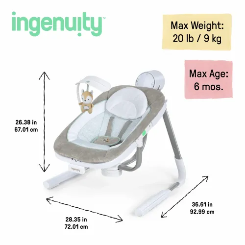 Kids II Ingenuity Ljuljaška Anyway Sway™  - Ray™ 0-9M (Max 9Kg)12584 slika 5