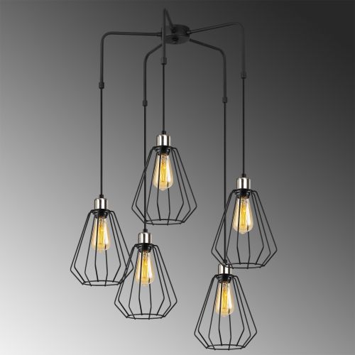 Luster 4556 Black Chandelier sa metalnim telom slika 4