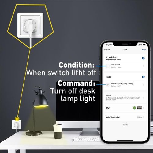 Tellur Smart WiFi AC dual plug, energy reading, 16A, 3680W, bijela slika 7