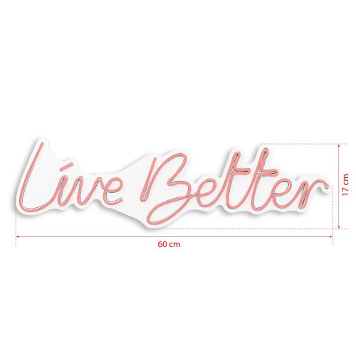 Wallity Zidna LED dekoracija, Live Better - Pink slika 8