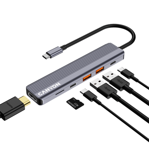 CANYON Hub DS-17 6in1 4K USB-C Sivi slika 6