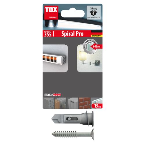 Tox SPIRAL PRO + VIJAK (4/1) tipal plastični sa vijkom za gipsane ploče slika 1