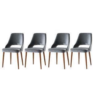 Açelya - Grey - 1 Grey Chair Set (4 Pieces)