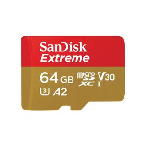 SanDisk Extreme microSDXC 64GB + SD adapter 170MB/s A2 C10 V30 UHS-I U3