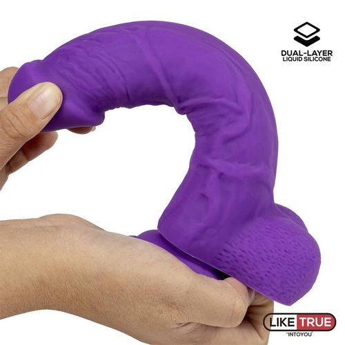 Liketrue realistični dvoslojni dildo 20cm, ljubičasta slika 5