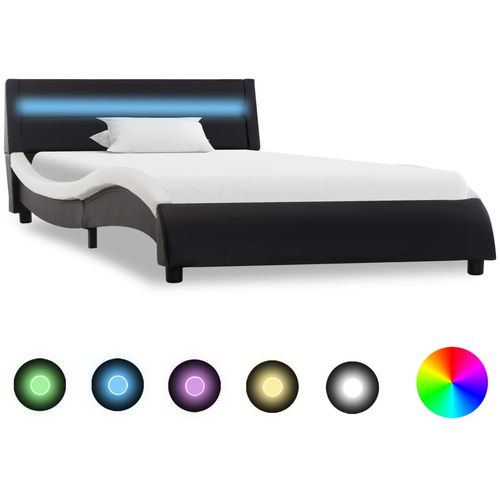 Okvir za krevet od umjetne kože LED crno-bijeli 100 x 200 cm slika 1