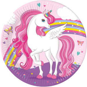 Papirni tanjir Unicorn Rainbow 23cm, 8kom