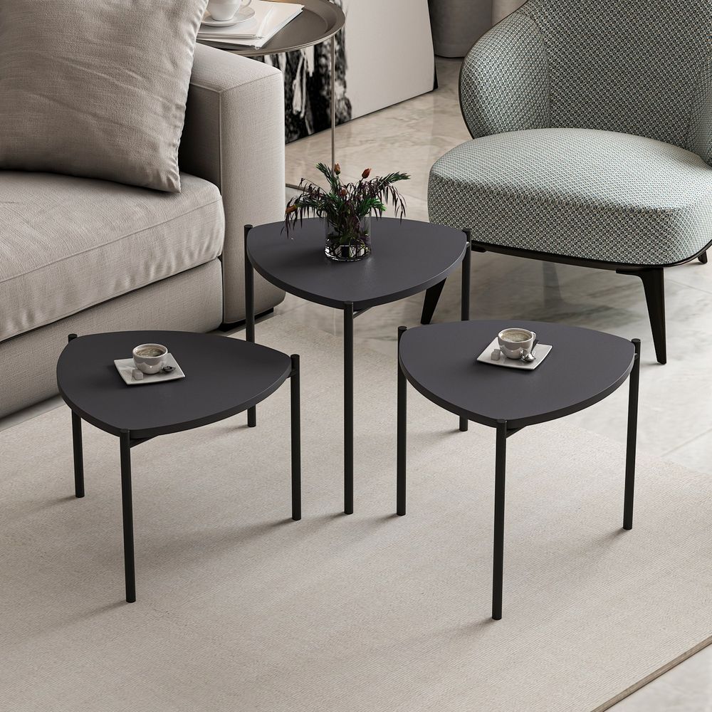 Nesting Table Lenny - Set od 3 komada u antracit boji slika 4