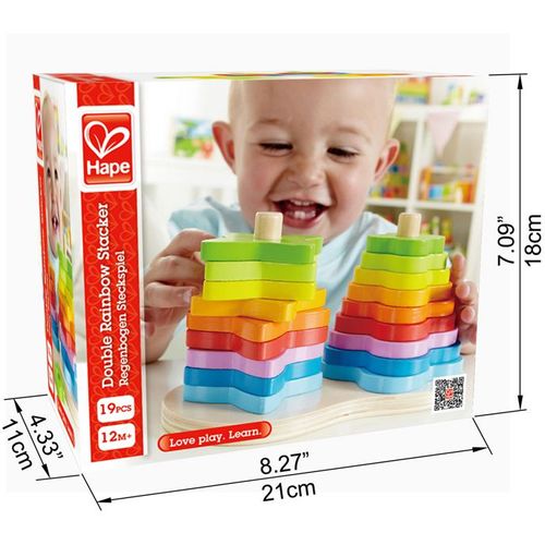 Hape Drvena didaktička igračka Sorter Double Rainbow Stacker E0406A  slika 4