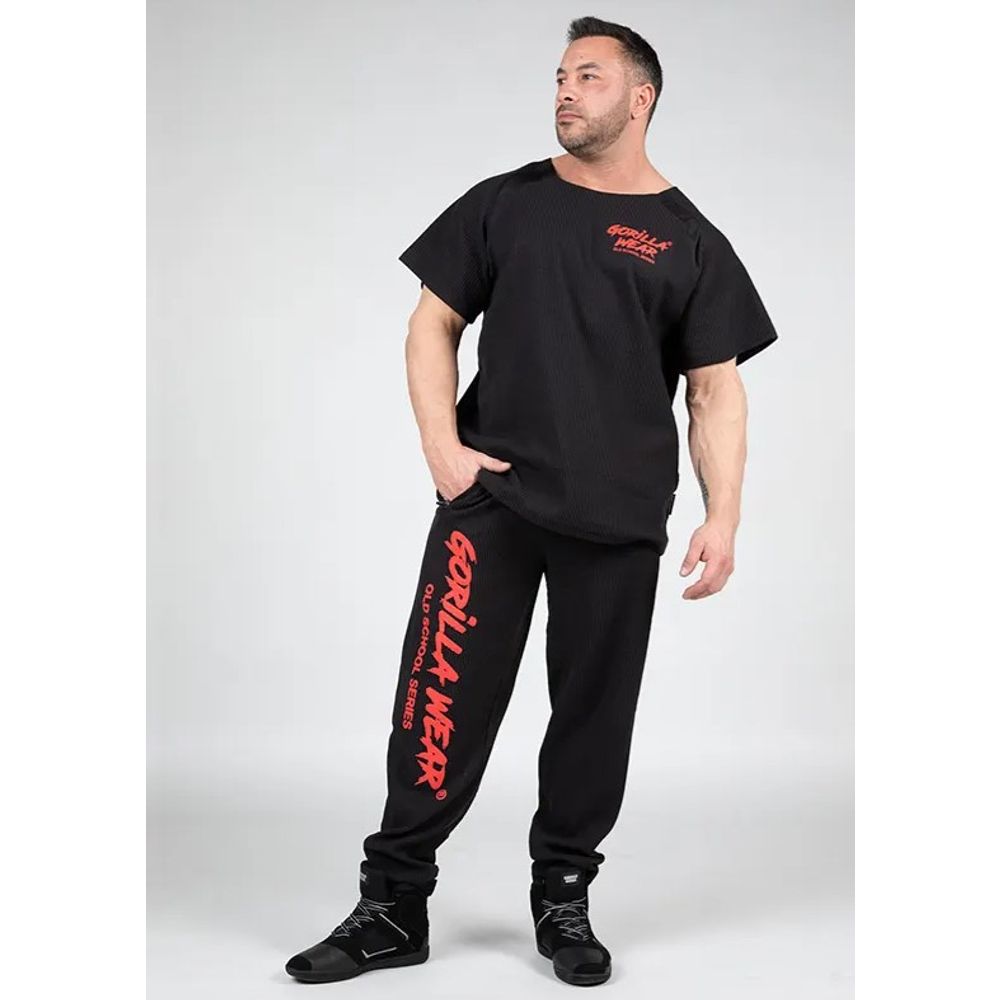 Gorilla Wear AUGUSTINE Old School Donji dio trenerke, Crno/Crveni slika 7