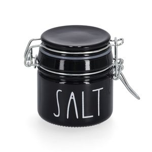 Zeller Staklenka s zatvaračem za začine "Salt", 100 ml, staklo/metall, crno, Ø 6,5 x 7 cm