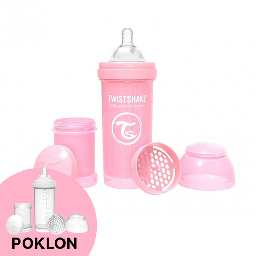 Twistshake bočica Anti-Colic 260ml Pastel pink + GRATIS Anti-Colic 260ml Bijela slika 1