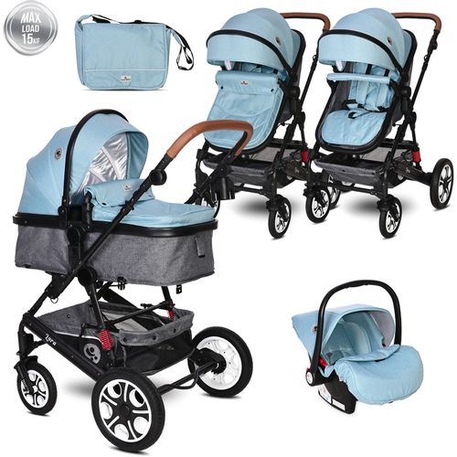 LORELLI LORA Sky Blue Kolica 3u1: Košara + Autosjedalica + Zimska Navlaka (0mj+) - (do 15kg/96cm) slika 1