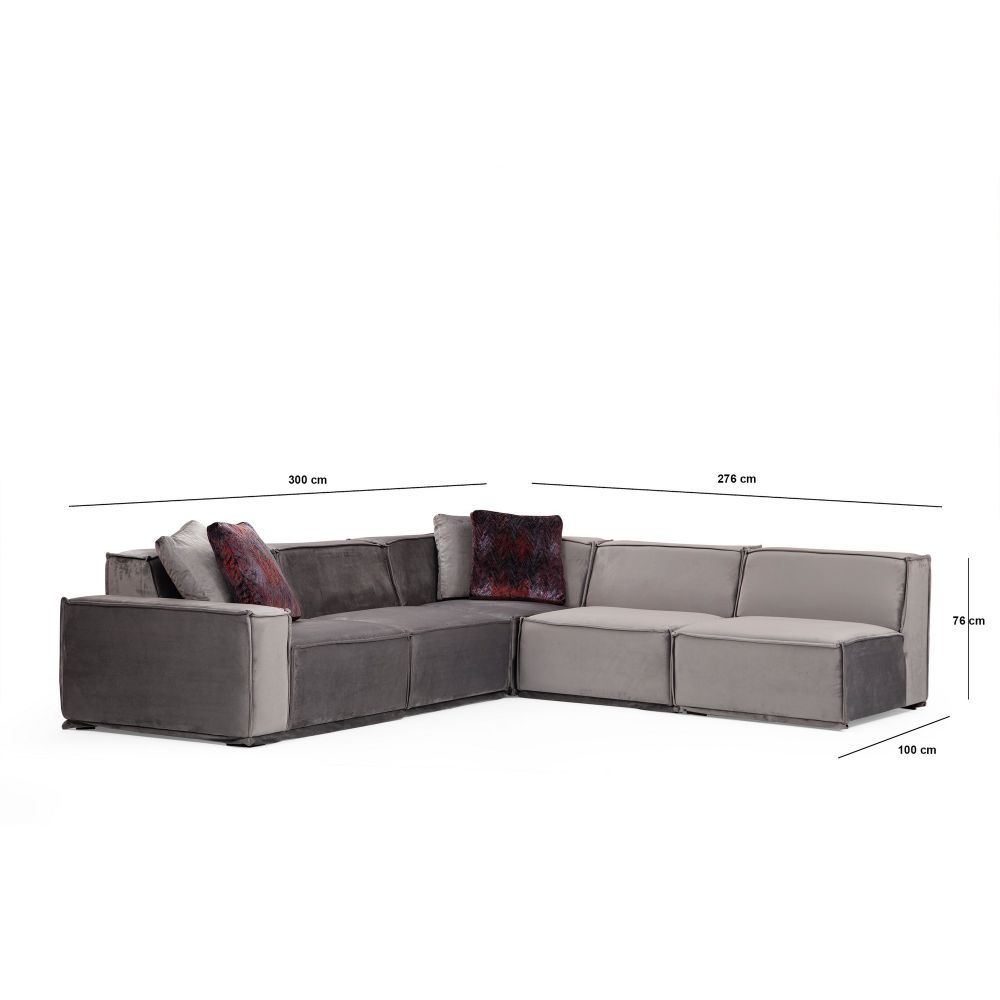 Lego Corner 4 (L1-O1-C-O1-O1) Sivi Ugaoni Sofa slika 10