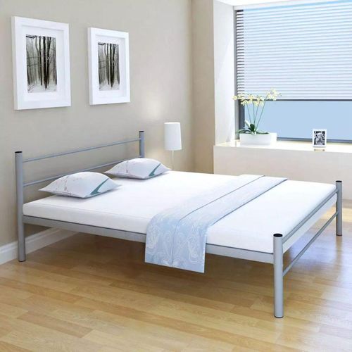 Krevet s madracem metalni sivi 160 x 200 cm slika 12