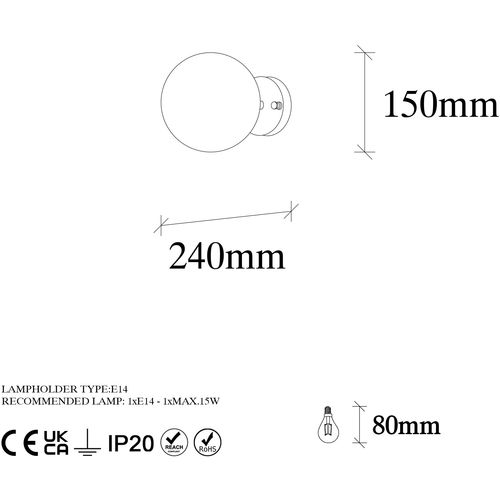 Opviq Zidna lampa ATMACA vinatage, metal- staklo 15 x 15 cm, visina 24 cm, E14  15 W, Atmaca - 10235 slika 7