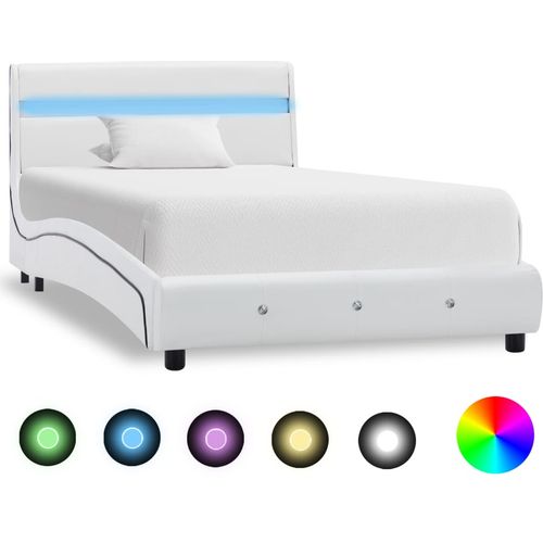Okvir za krevet od umjetne kože s LED svjetlom bijeli 90x200 cm slika 10