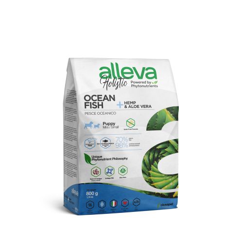 Alleva Holistic Dog Puppy Ocean Fish + Hemp &amp; Aloe Vera Mini 800 g slika 1