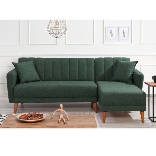 Aqua Corner Right - Tamnozelena kutna sofa na razvlačenje slika 2