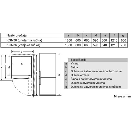 Bosch kombinirani hladnjak KGN36VLED slika 12