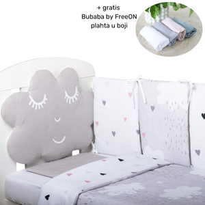 BUBABA BY FREEON posteljina 10 djelna uspavani oblak grey/pink 41137