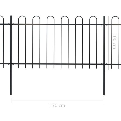 Vrtna ograda s ukrasnim lukovima čelična 15,3 x 1 m crna slika 5
