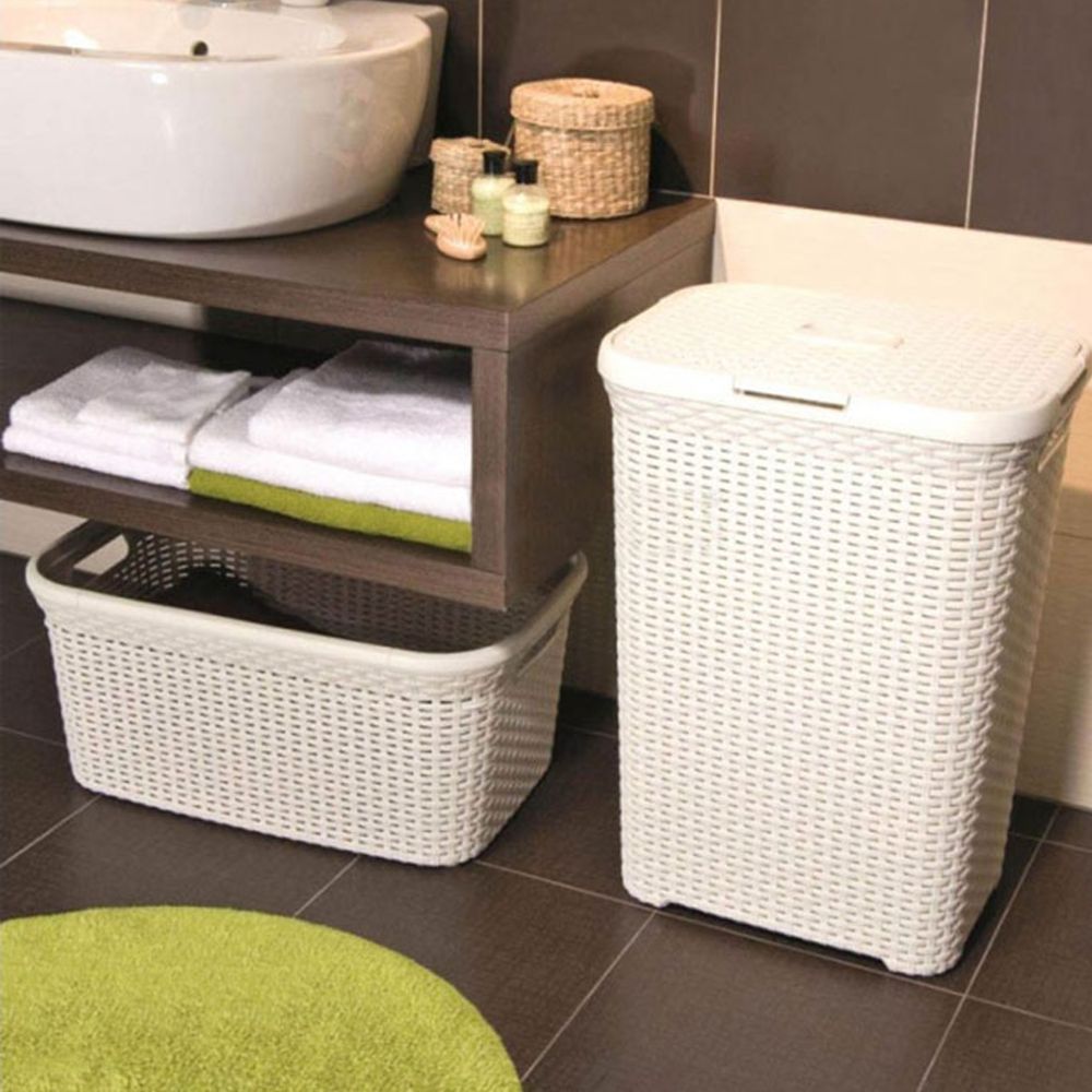 Curver korpa za veš 60L bijela RATTAN  slika 2