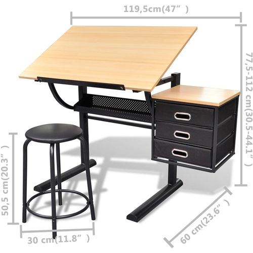 Radni stol s nagibom pločom i stolicom za crtanje slika 39