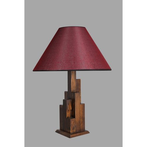 Kule Ceviz Ahşap Masa Lambası Pramit Hasır Bordo Abajurlu Walnut
Claret Red Table Lamp slika 3