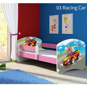 Dječji krevet ACMA s motivom, bočna roza 140x70 cm 03-racing-car