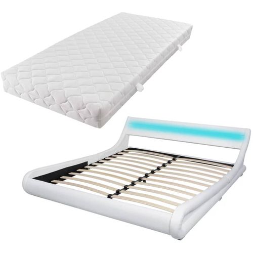 Krevet od umjetne kože s madracem LED bijeli 180 x 200 cm slika 33