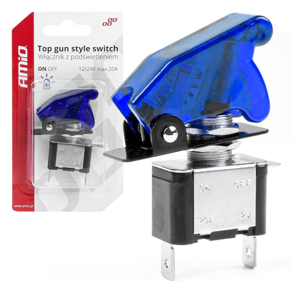 Prekidač sa maskom plavi svijetleći 12/24V slika 1