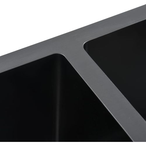 Ručno rađeni kuhinjski sudoper s cjedilom crni nehrđajući čelik slika 13