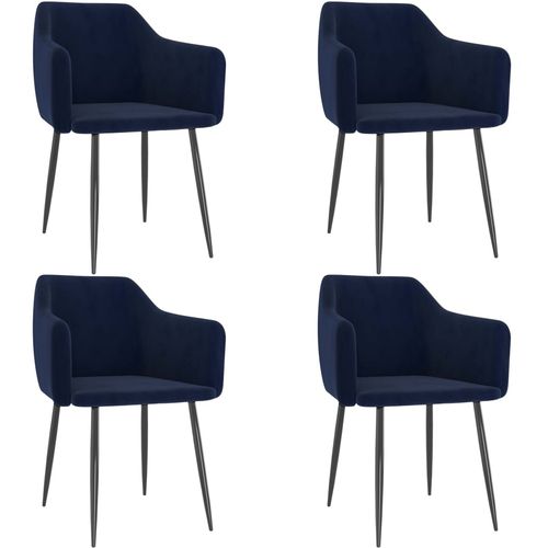 Blagovaonske stolice 4 kom plave baršunaste slika 1