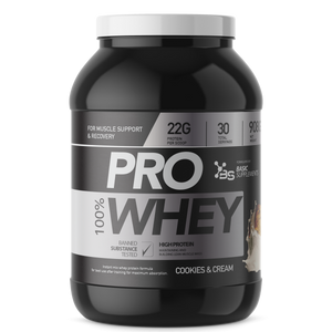 100% PRO WHEY 908GR BASIC SUPPLEMENTS -  Cookie's &amp; Cream