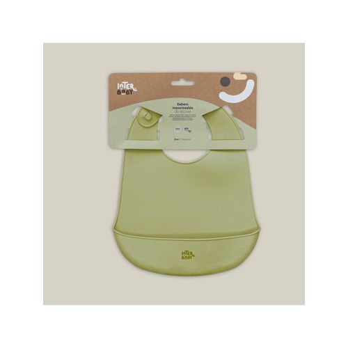 InterBaby Silikonski podbradak za bebe - Olive Green slika 1