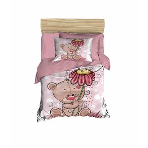 Set posteljine za bebe PH119 u roza, bijeloj i smeđoj boji