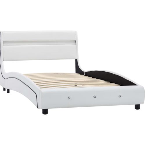 Okvir za krevet od umjetne kože s LED svjetlom bijeli 90x200 cm slika 3