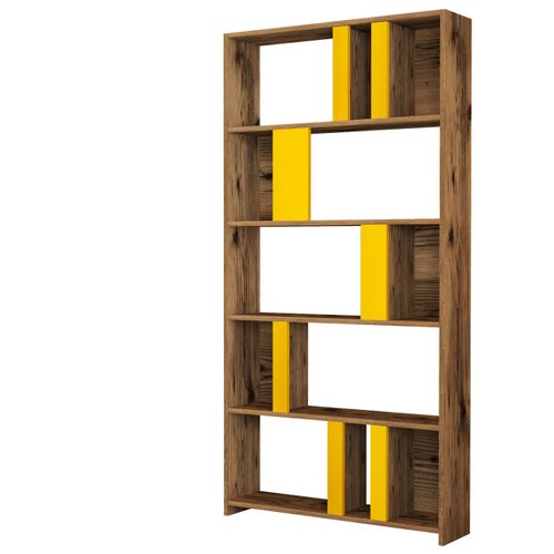 Woody Fashion Polica za knjige, Lima - Walnut, Yellow slika 4