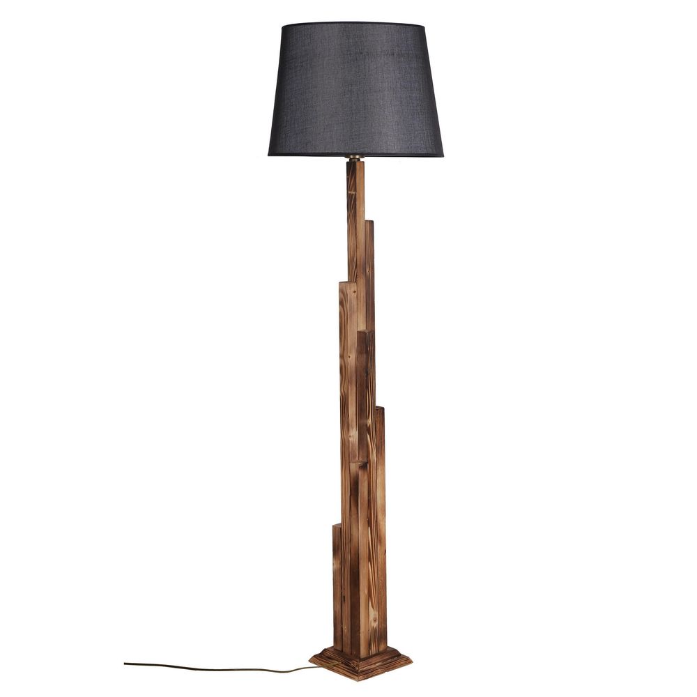 Elegantna Stajaća Lampa s Tkaninom Abažurom i Drvenim Postoljem slika 4
