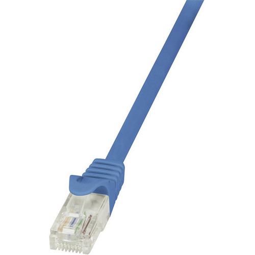 LogiLink CP1056U RJ45 mrežni kabel, Patch kabel cat 5e U/UTP 2.00 m plava boja sa zaštitom za nosić 1 St. slika 1