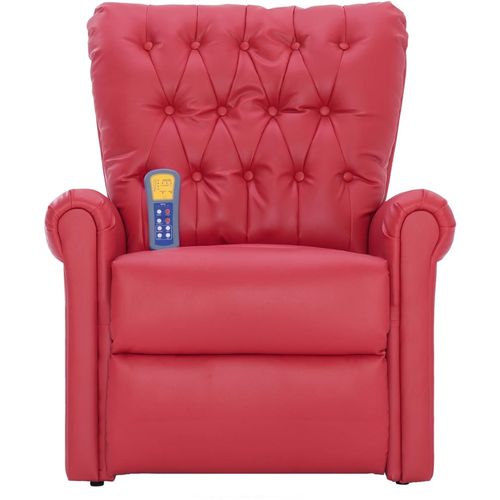 Masažna fotelja od umjetne kože crvena slika 5
