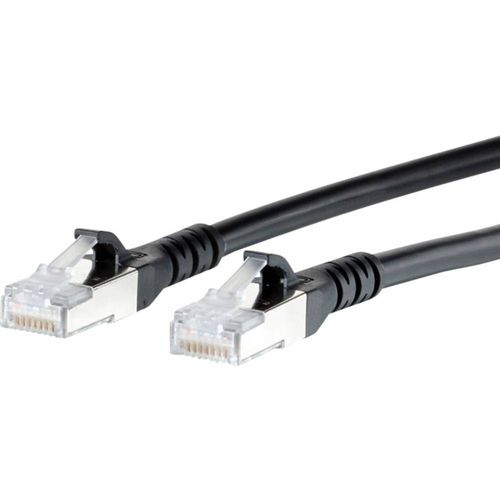 Metz Connect 1308453000-E RJ45 mrežni kabel, Patch kabel cat 6a S/FTP 3.00 m crna sa zaštitom za nosić 1 St. slika 1