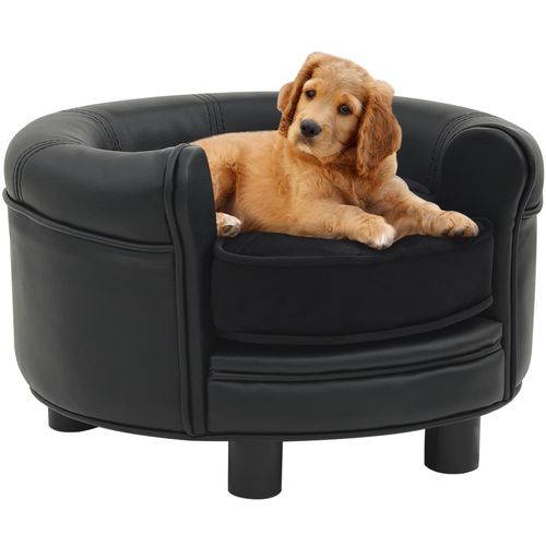 Sofa za pse crna 48 x 48 x 32 cm od pliša i umjetne kože slika 19