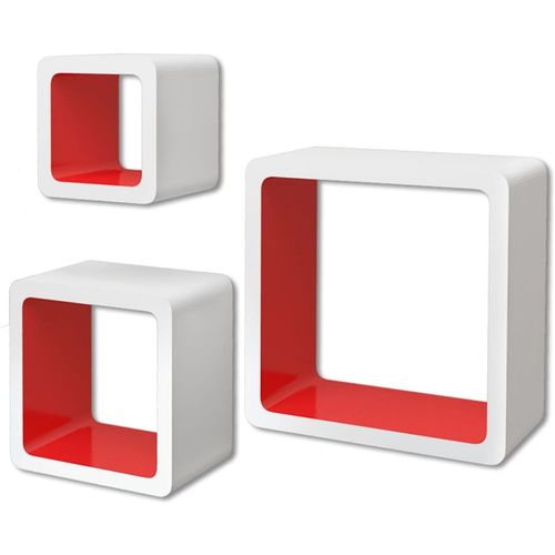 Zidne kockaste police 6 kom bijelo-crvene slika 3