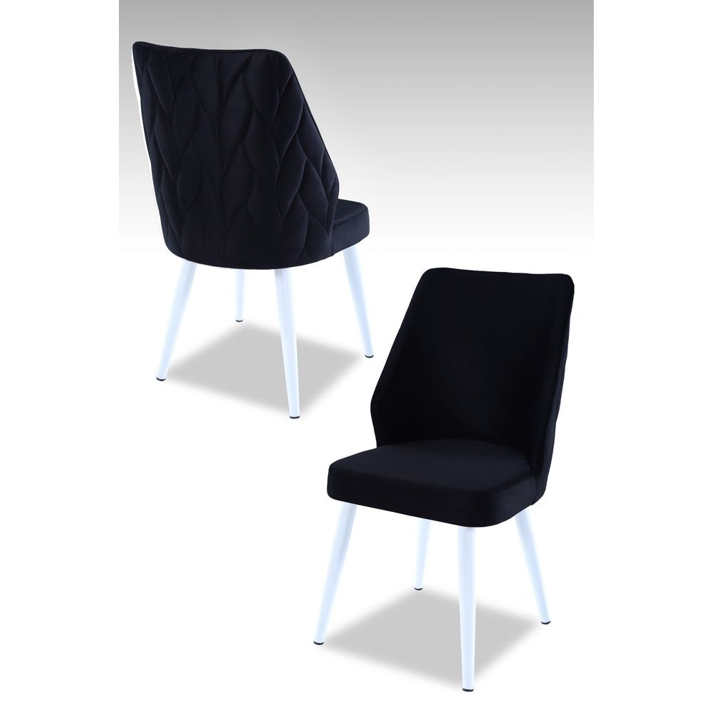 Pufi - Crni i Bijeli Set Stolica (4 Komada) slika 1
